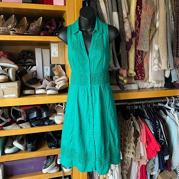 ⭐️BOGO FREE⭐️ Anthropologie Maeve sleeveless green dress - Picture 1 of 11